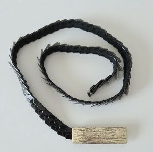 Thin Black Metallic Scaled Belt